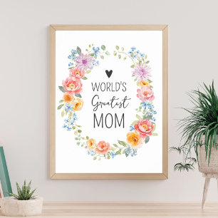 World's Greatest Mom Colourful Floral Mother's Day Poster