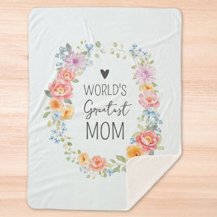 World's Greatest Mom Colourful Floral Mother's Day Sherpa Blanket