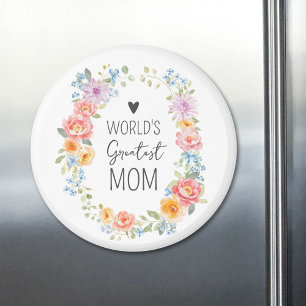 World's Greatest Mom Custom Quote Colourful Floral Magnet