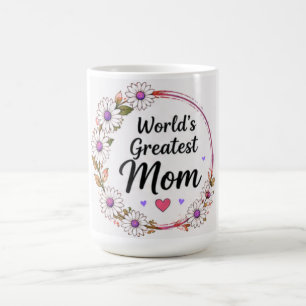 World's Greatest Mom Daisy Floral Wreath Coffee Mug