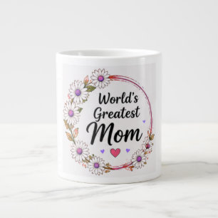 World's Greatest Mom Daisy Floral Wreath Large Coffee Mug