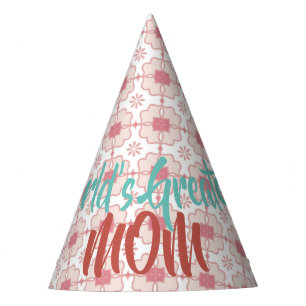 World's Greatest Mom   Floral Pattern   Customize Party Hat