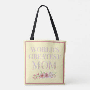 World's Greatest Mom Floral Tote Bag