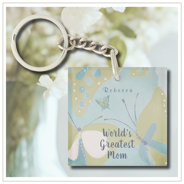 World's Greatest Mom Mixed Media Floral Keychain (Creator Uploaded)
