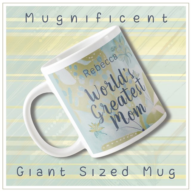 World's Greatest Mom Mixed Media Floral Large Coffee Mug (Creator Uploaded)