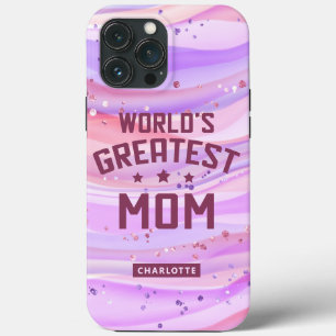 World's Greatest Mom Mother's Day Purple Glitter iPhone 13 Pro Max Case