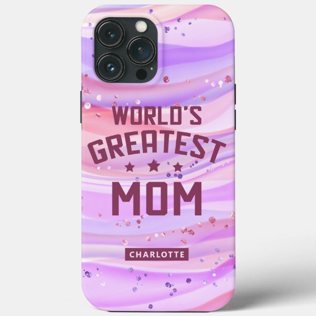 World's Greatest Mom Mother's Day Purple Glitter Case-Mate iPhone Case (Back)