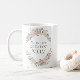 World's Greatest Mom Mug   Floral Wreath Ceram