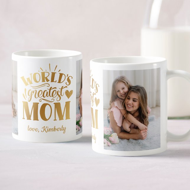 World's Greatest Mom Personalized Photo Collage Coffee Mug (A personalized photo collage mug for the best mom ever. She’ll love it.)