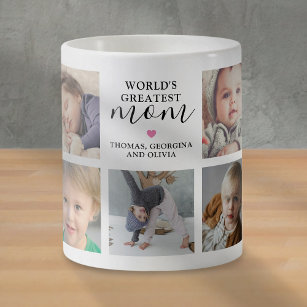 World's Greatest Mom Photo Collage Frosted Glass Coffee Mug