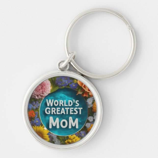 World's Greatest Mom Premium Round Keychain (Front)