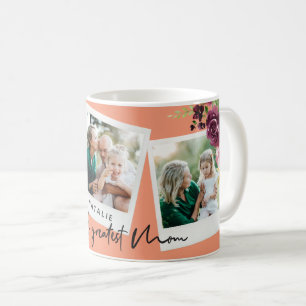 Worlds greatest Mom watercolor floral multi photo Coffee Mug