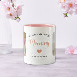 World's Greatest Mommy 2 Photo Elegant Script Two-Tone Coffee Mug<br><div class="desc">This 2-photo collage pink modern mug features the heartfelt message, "World's greatest mommy" in elegant script typography and a simple heart. An ideal gift for your mom on Mother's day, Christmas or birthday. It can be personalized with two children photos and your own message and names, transforming it into a...</div>