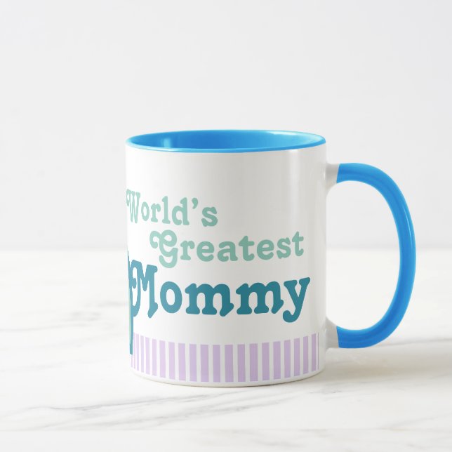 World's Greatest mommy teal elephants mug (Right)
