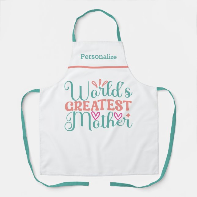 World's Greatest Mother Gift for Mom Kitchen Apron (Front)