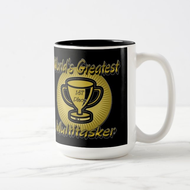 World's Greatest Multitasker Trophy Two-Tone Coffee Mug (Right)