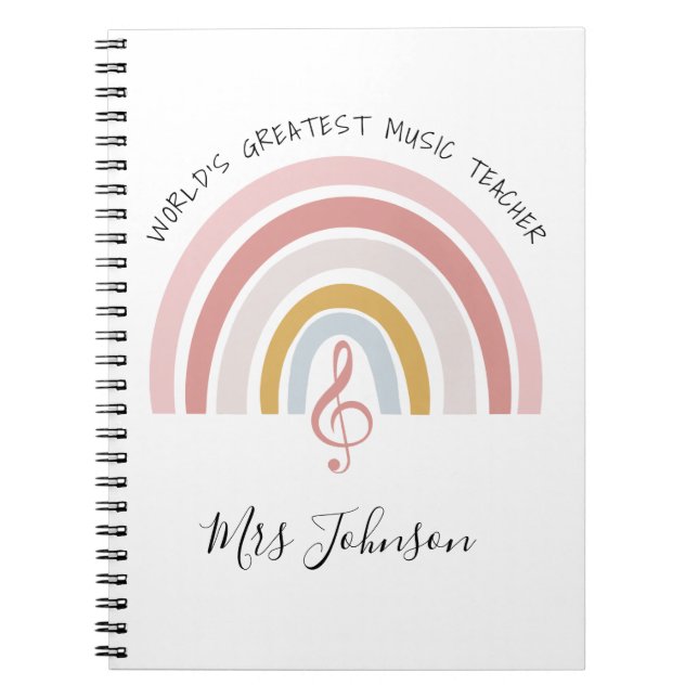 World's Greatest Music Teacher Custom Rainbow Notebook (Front)