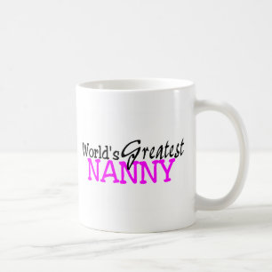 Worlds Greatest Nanny Pink Black Coffee Mug