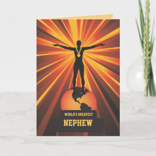 Worlds Greatest Nephew Golden Award Greeting Card