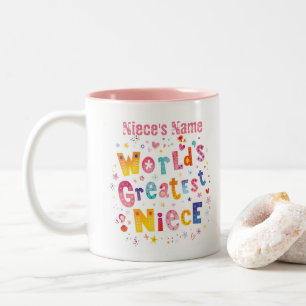 World's Greatest Niece Personalized Colorful Pink Two-Tone Coffee Mug