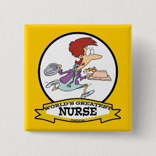 WORLDS GREATEST NURSE WOMEN VI CARTOON 2 INCH SQUARE BUTTON