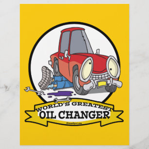 WORLDS GREATEST OIL CHANGER MEN CARTOON FLYER