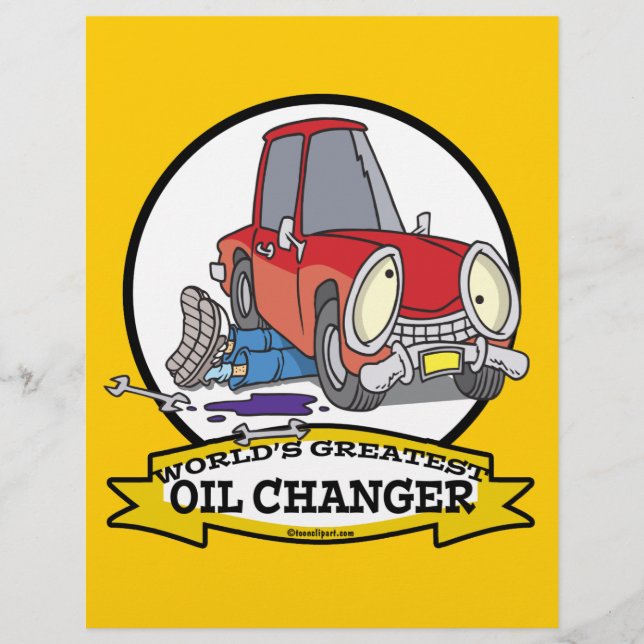 WORLDS GREATEST OIL CHANGER MEN CARTOON FLYER (Front)