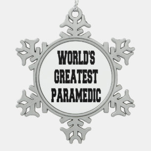 Worlds Greatest Paramedic Snowflake Pewter Christmas Ornament