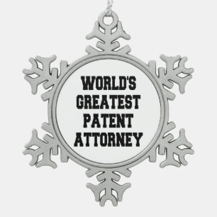 Worlds Greatest Patent Attorney Snowflake Pewter Christmas Ornament