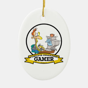 WORLDS GREATEST PC GAMER TEEN CARTOON CERAMIC ORNAMENT