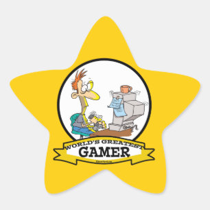 WORLDS GREATEST PC GAMER TEEN CARTOON STAR STICKER
