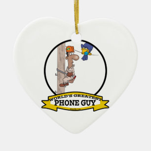 WORLDS GREATEST PHONE GUY MEN CARTOON CERAMIC ORNAMENT
