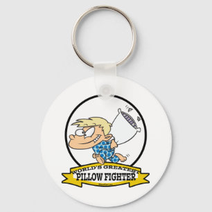 WORLDS GREATEST PILLOW FIGHTER KIDS CARTOON KEYCHAIN