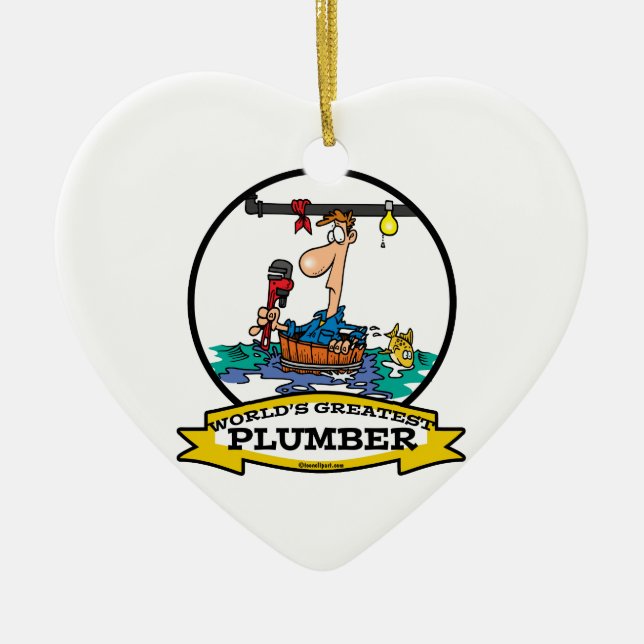 WORLDS GREATEST PLUMBER IV MEN CARTOON CERAMIC ORNAMENT (Front)
