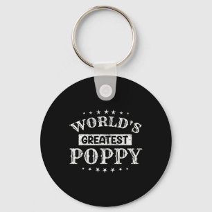 Worlds Greatest Poppy Fathers Day Grandpa Men Keychain