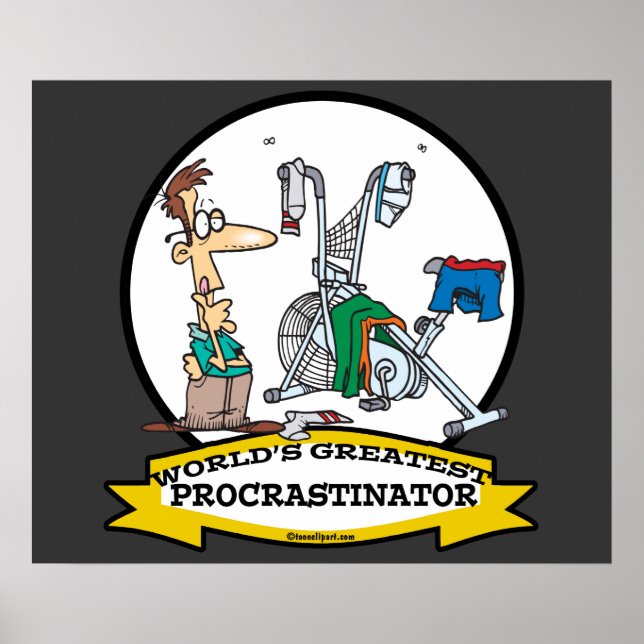 WORLDS GREATEST PROCRASTINATOR MEN CARTOON POSTER (Front)