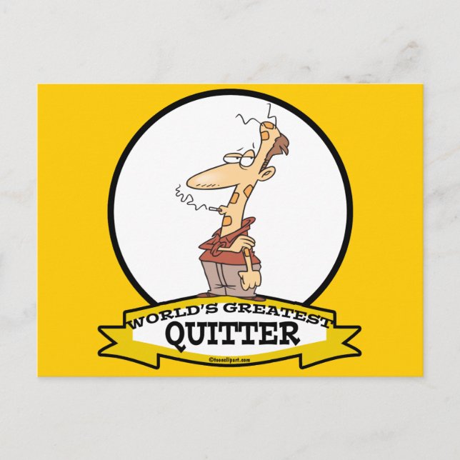 WORLDS GREATEST QUITTER SMOKER CARTOON POSTCARD (Front)
