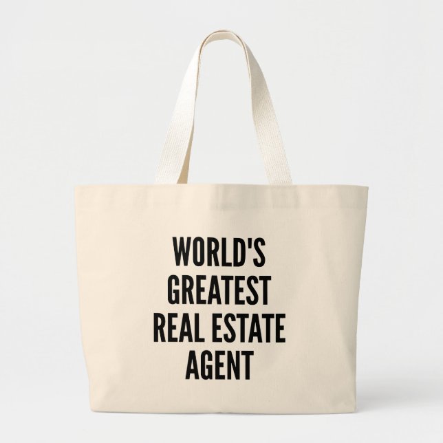 Worlds Greatest Real Estate Agent Large Tote Bag (Front)