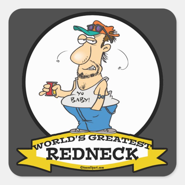 WORLDS GREATEST REDNECK II CARTOON SQUARE STICKER (Front)