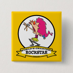 WORLDS GREATEST ROCKSTAR FEMALE CARTOON 2 INCH SQUARE BUTTON