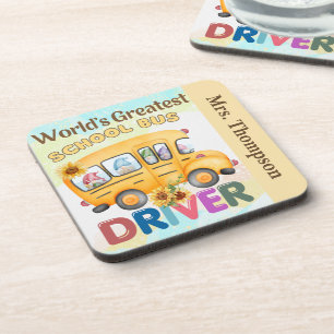 World's Greatest School Bus Driver Personalized Coaster