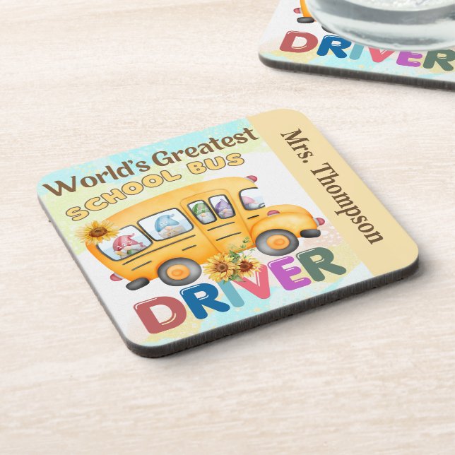 World's Greatest School Bus Driver Personalized Coaster (Left Side)
