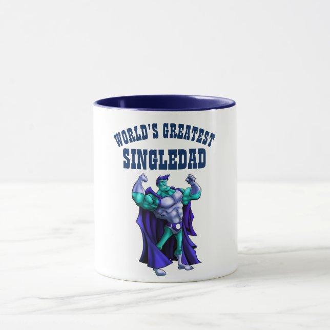 Worlds Greatest SINGLEDAD What a SuperHERO DAD Mug (Center)