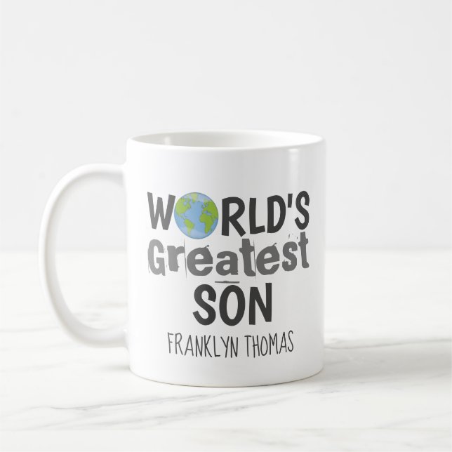 World's Greatest Son Modern Typography Coffee Mug (Left)