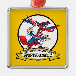 WORLDS GREATEST SPORTS FANATIC MENS CARTOON METAL ORNAMENT