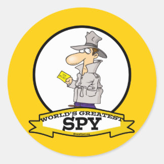 WORLDS GREATEST SPY MEN CARTOON CLASSIC ROUND STICKER