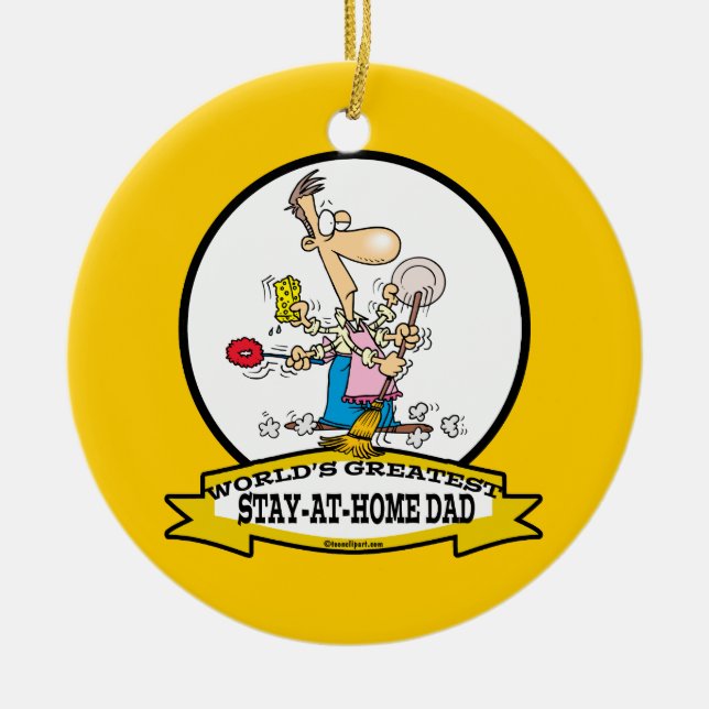 WORLDS GREATEST STAY AT HOME DAD CARTOON CERAMIC ORNAMENT (Front)