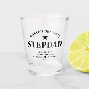 World's Greatest STEPDAD Black Personalized Shot Glass