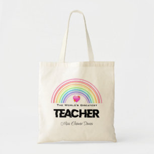 World's Greatest Teacher DAY Rainbow Tote Bag 