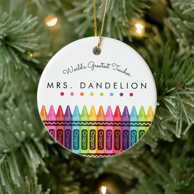 WORLD'S GREATEST TEACHER Elementary Teacher Gift Ceramic Ornament (Tree)